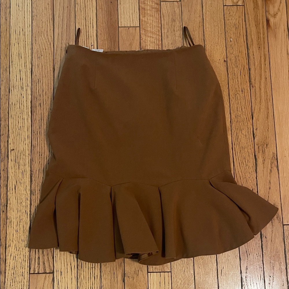 Brown Ruffle Hem Skirt
